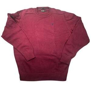 Lyle & Scott Sweater Crewneck Pullover Embroidered Cotton Burgundy M